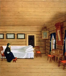 Intérieur avec une femme assise